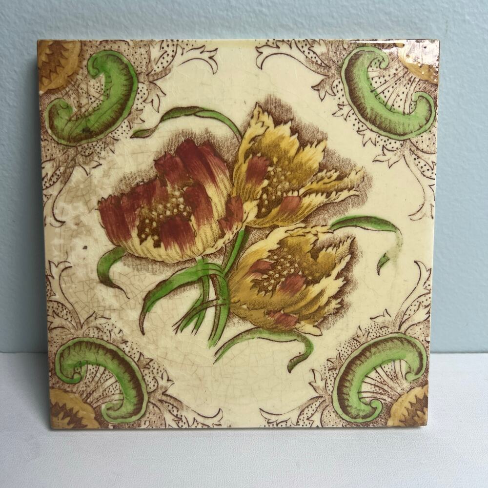 Antique Minton Hollins Tile Aesthetic Movement Victorian Transferware England